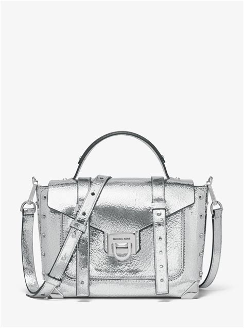 michael kors mott satchel bag|Michael Kors manhattan silver bag.